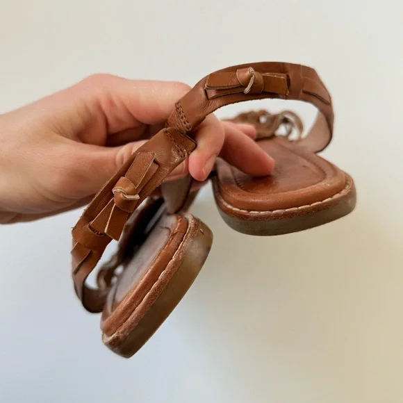 Madewell Maya Huarache Sandals In English Saddle Roman Greek Flats Size 10 - Picture 2 of 5